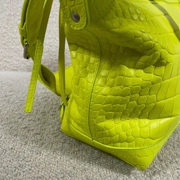 Authentic Pre-Owned Balenciaga XS Neon Classic Croc-Embossed Hobo - Picture 6 of 15